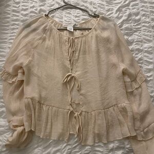 Altar'd State Cream Tie-Front Blouse